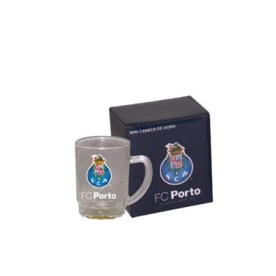 Mini caneca de vidro FC Porto com embalagem azul