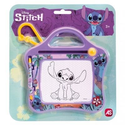 Quadro magnético Disney Stitch em plástico roxo e lilás com caneta e cabide amarelo