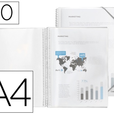 Capas de apresentação plásticas transparentes com folhas internas de marketing formato A4