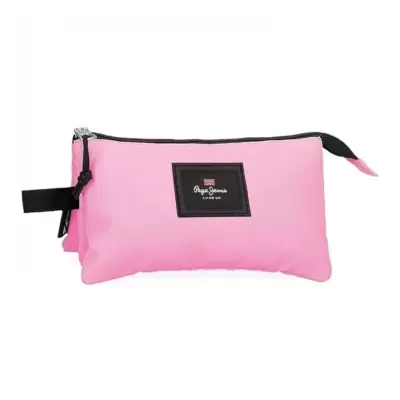 Bolsa pequena rosa com fecho de correr e etiqueta Pepe Jeans