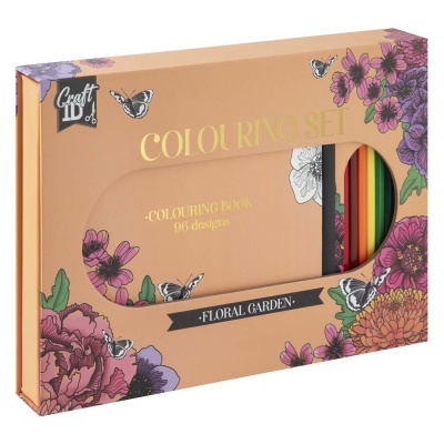 Conjunto para colorir Floral Garden com lápis de cor e livros