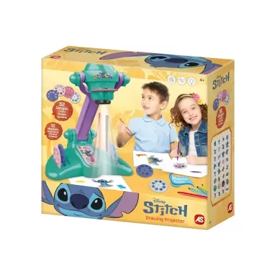 Caixa de brinquedo projetor de desenho Disney Stitch com crianças a desenhar