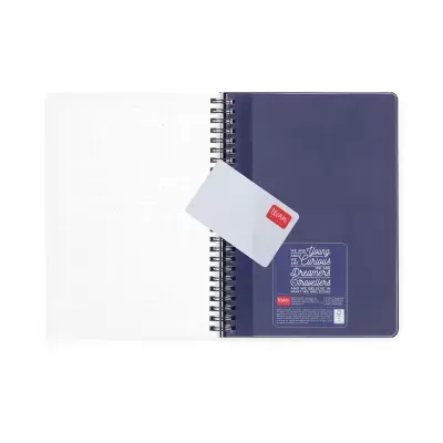 Caderno espiral A5 azul com etiqueta Daiso