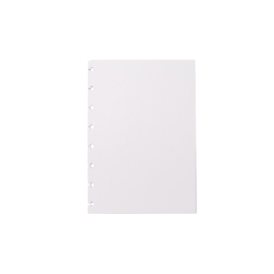 Caderno ou bloco de notas com capa branca e seis furos à esquerda
