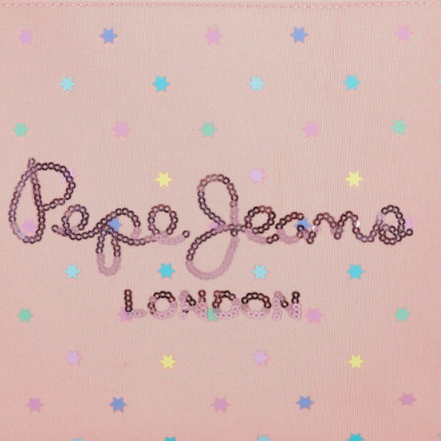 tecido cor-de-rosa com estrelas coloridas e bordado em lantejoulas 'Pepe Jeans LONDON'
