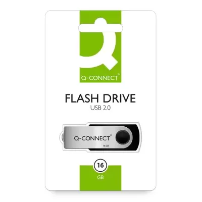Pen USB Q-CONNECT 16 GB em embalagem branca e verde