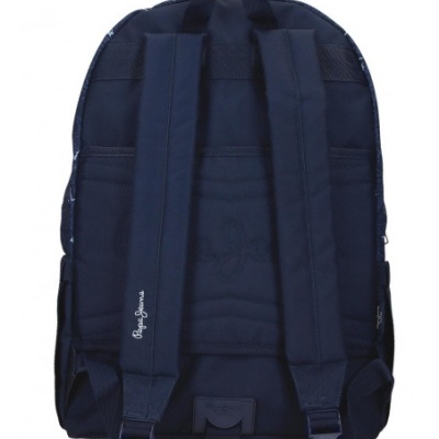 Mochila azul escura com alças acolchoadas e marcações Pepe Jeans
