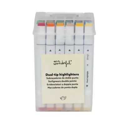 Conjunto de marcadores de sublinhado de dupla ponta com tampa transparente