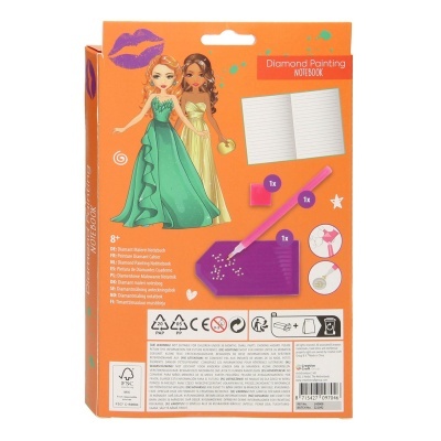 Embalagem de caderno de notas para pintura de diamantes com duas raparigas ilustradas