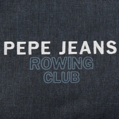 tecido azul escuro com texto branco e azul PEPE JEANS ROWING CLUB