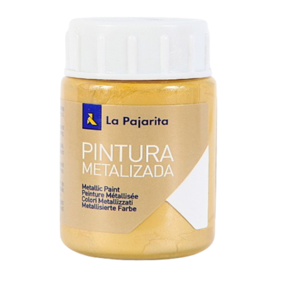Frasco de tinta metálica dourada La Pajarita, PINTURA METALIZADA.