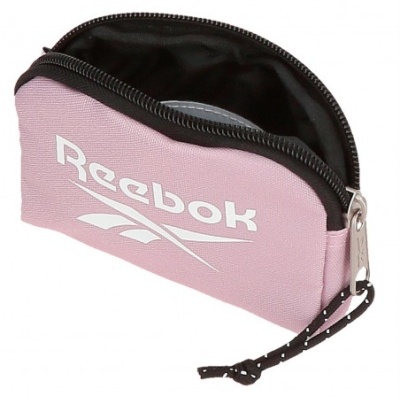 Carteira pequena rosa com fecho e logótipo Reebok branco