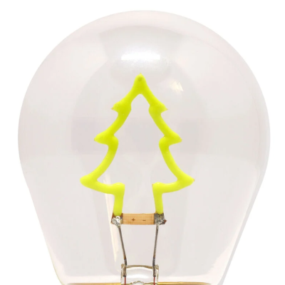 Lâmpada com filamento em forma de árvore de Natal amarela