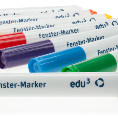 Conjunto de marcadores edu3 coloridos com tampa e texto impresso