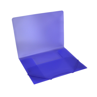 Pasta organizadora azul translúcida aberta