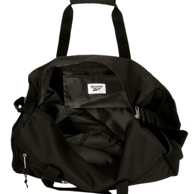 Mala desportiva preta Reebok com alças e bolso exterior