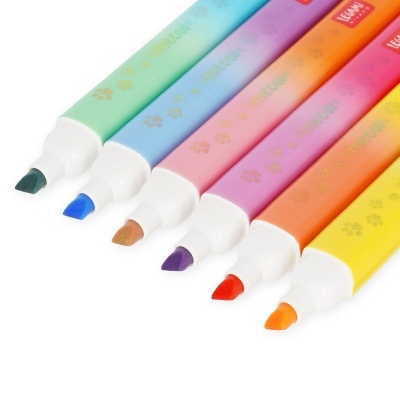 Conjunto de 6 marcadores coloridos com corpo pastel e ponta feita em feltro colorido