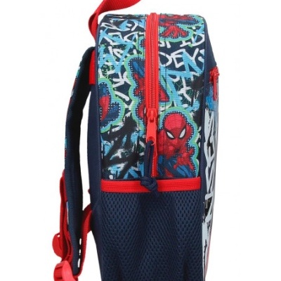Mochila infantil colorida Homem-Aranha com fecho e detalhes vermelhos