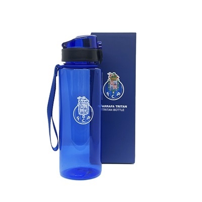 Garrafa Tritan azul translúcida do FC Porto com caixa