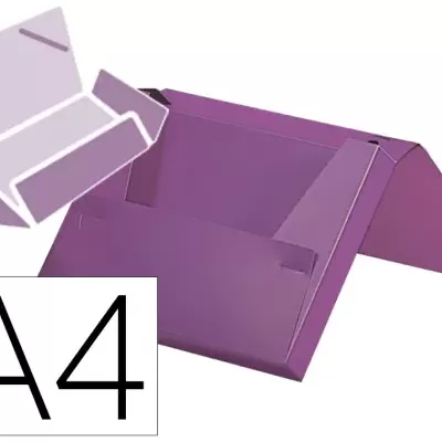 Suporte para documentos em cartão roxo com texto A4