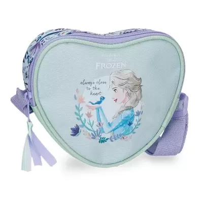 Bolsa infantil Frozen em forma de coração com imagem da Elsa e texto