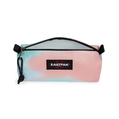 Estojo Eastpak tie-dye azul e rosa com fecho de correr preto