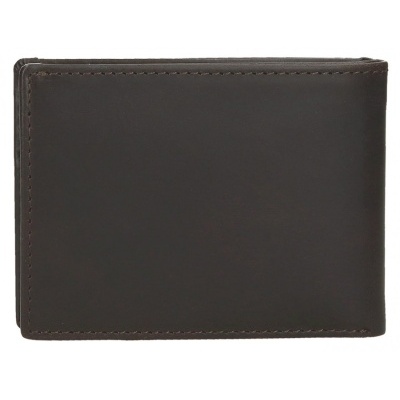 Carteira masculina de couro castanho escuro com costura