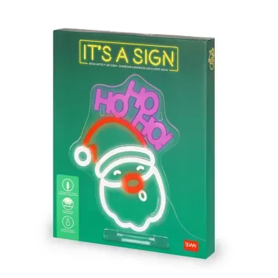 Placa LED decorativa de Pai Natal com texto Ho Ho Ho em acrílico e efeito néon