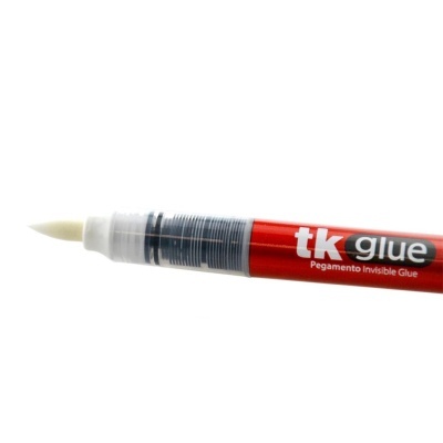 Caneta de cola tk glue vermelha com ponta fina branca