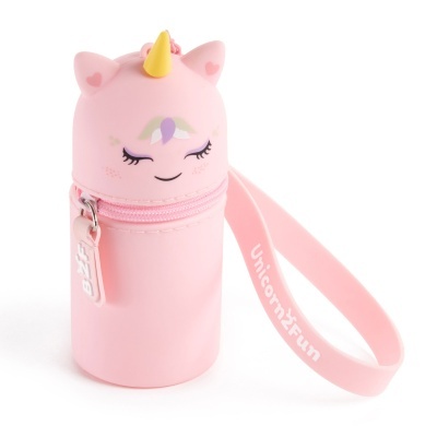 Porta-objetos silicone rosa unicórnio com fecho e alça Unicorn2Fun