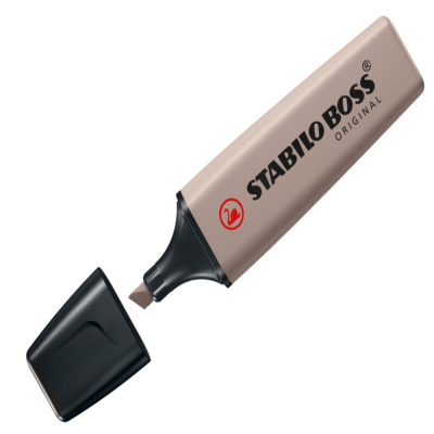 Marca-texto bege STABILO BOSS ORIGINAL com tampa preta removida