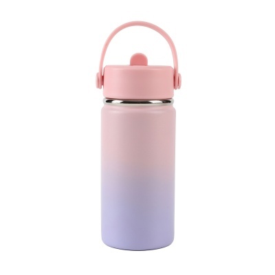 Garrafa térmica rosa lilás com tampa e pega