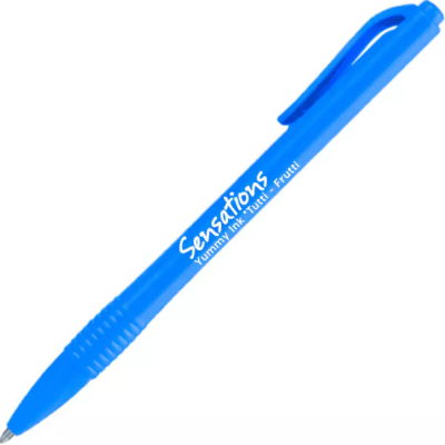 Caneta azul com texto Sensations Yummy Ink Tutti Frutti