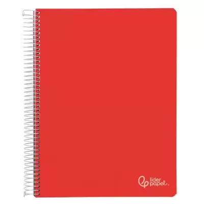 Caderno vermelho em espiral com logótipo lider papel