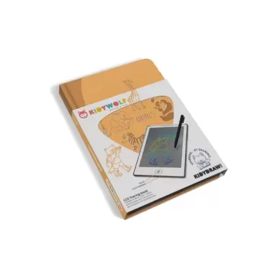Livro de traçado LCD KIDYWOLF com tema de animais e caneta preta