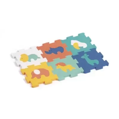 Tapete de puzzle de espuma com desenhos de animais coloridos