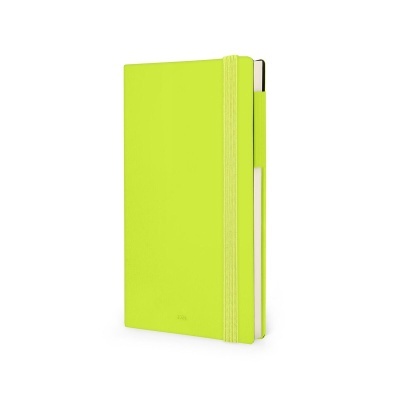 Caderno verde limão com elástico na vertical