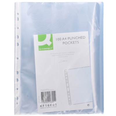 Pacote de 100 capas perfuradas A4 transparentes Q-CONNECT