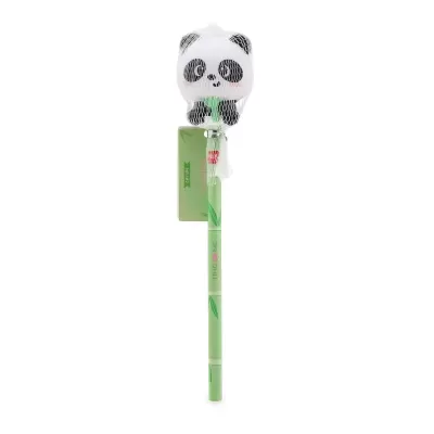 Lápis verde com topo de peluche panda embalaado em rede