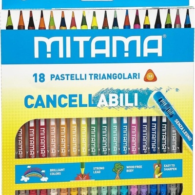 Conjunto de 18 pastéis triangulares Mitama coloridos em embalagem azul e amarela
