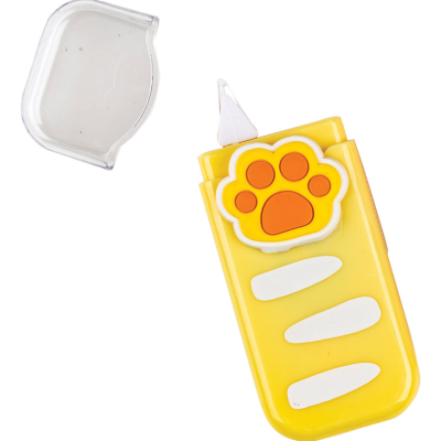 Clip amarelo em forma de pata de animal com tampa transparente