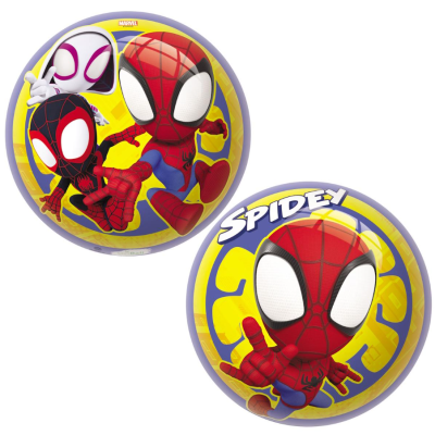 Bolas de jogo com estampados de Spider-Man coloridos e texto SPIDEY
