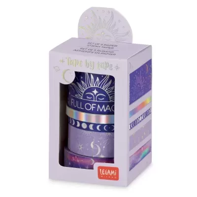 Conjunto de 5 rolos de papel decorativo com padrões celestiais em caixa