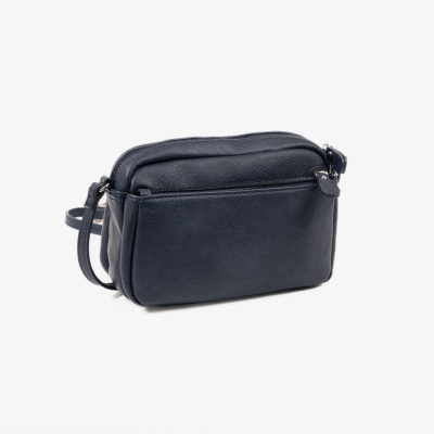 Bolsa pequena preta em pele sintética com fecho e alça ajustável