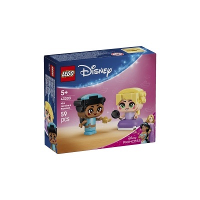 Caixa de LEGO Disney com figuras miniatura de Jasmine e Rapunzel para crianças