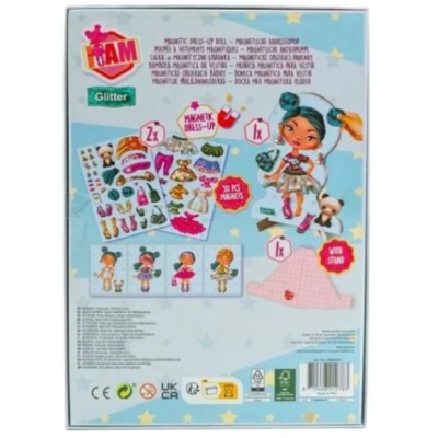 Embalagem traseira de jogo magnético para vestir com imagens de acessórios e boneca