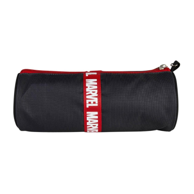 Estojo cilíndrico preto com banda vermelha Marvel