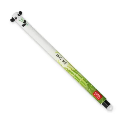 Caneta decorativa com desenho de panda e bambu com texto HUG ME.