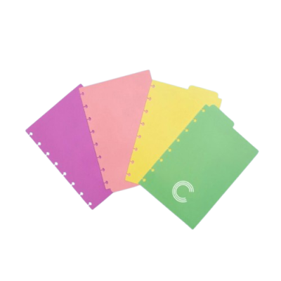 Separadores coloridos para fichário em plástico