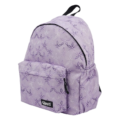 Mochila lilás com padrão e etiqueta Gnuts